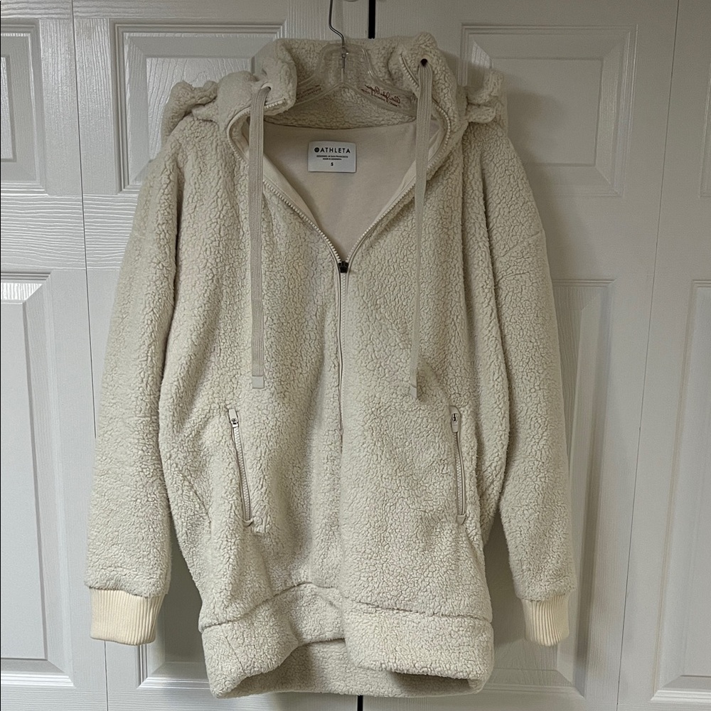 Athleta Off-White Sherpa Zip Hoodie